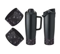 BKBY 2PCS Silicone Boot Compatible with Owala 30oz & 40oz FreeSip Sway Bottles & Tumblers, Protective Anti-Slip Bottom Cover Sleeve for Freesip Sway Tumbler (Black Bling Purple)