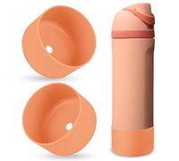 BKBY 2PCS Silicone Water Bottle Boot, Compatible with Owala 24oz 32oz 40oz, Protective Anti-Scratch & Anti-Dent No Noise Sleeve Cover for FreeSip/Twist/Flip Water Bottles (Peach of Mind, 24oz)