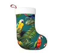 BKDODKS - Adorable tropical plants and parrots print Christmas stockings for Christmas party, Christmas gifts