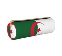 BKDODKS Algeria Flag Print Leather Pencil Case for Adults Unisex Zipper Lightweight, White, Taglia Unica
