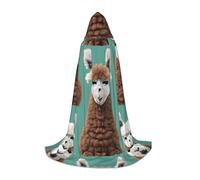 BKDODKS Alpaca Llama Print Halloween Hooded Cape Unisex Cloaks For Cosplay, Gothic, Renaissance And More