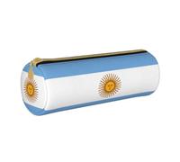 BKDODKS Argentine Flag Print Leather Pencil Case for Adults Unisex Zipper Lightweight, White, Taglia Unica