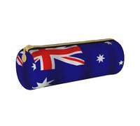 BKDODKS Australian Flag Print Leather Pencil Case for Adults Unisex Zipper Lightweight White One Size, White, Taglia Unica