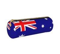 BKDODKS Australian Flag Print Leather Pencil Case for Adults Unisex Zipper Lightweight, White, Taglia Unica