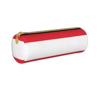 BKDODKS Austrian Flag Print Leather Pencil Case for Adults Unisex Zipper Lightweight, White, Taglia Unica