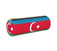 BKDODKS Azerbaijan Flag Print Leather Pencil Case for Adults Unisex with Zipper Lightweight, White, Taglia Unica