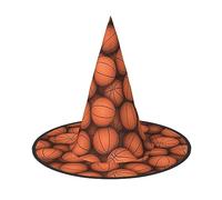 BKDODKS Basketball Orange Print Funny Halloween Hats Unique Party Decor Spooky Witch Hats For Women Men Accessory