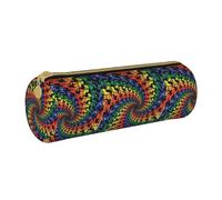 BKDODKS Bear Dancing Tie Dye Print Adults Leather Pencil Case Pouch Men Women Pencil Pouch with Zipper Lightweight