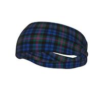 BKDODKS Blue and Green Scottish Tartan Print Unisex-Adult Sports Sweatband Versatile Sport Headbands Moisture Wicking Headband, Black, MC700