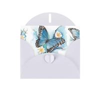 BKDODKS Blue Butterfly On Blossom Flower Print Greeting Card Set 4x6 Thank You Cards Versatile Xmas Cards Birthday Note Cards