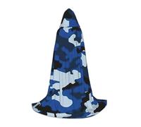 BKDODKS Blue Camo Print Halloween Hooded Cape Unisex Cloaks For Cosplay, Gothic, Renaissance And More