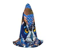 BKDODKS Blue Owl 1 Print Halloween Hooded Cape Unisex Cloaks For Cosplay, Gothic, Renaissance And More