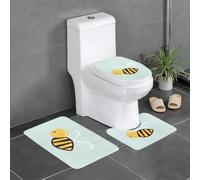 Bkdodks Cartoon Bee Print Cute Bathroom Rugs Set - Soft 3-Piece Bath Mat Set for Stylish Comfort Accessories