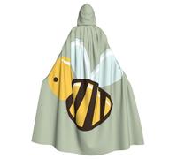 BKDODKS Cartoon Bee Print Versatile Hooded Cloak Halloween Cloak Total Cosplay Parties Festivals Hooded Cloak