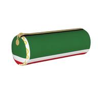 BKDODKS Chechen Flag Print Leather Pencil Case for Adults Unisex Zipper Lightweight, White, Taglia Unica