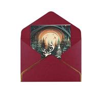 BKDODKS Christmas Deer Print Blank Note Cards with Envelopes Pearl Paper Greeting Cards All Occasions 4.5 x 6