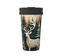 BKDODKS Christmas Deer Print Insulated Coffee Mug Stainless Steel Travel Cup Work Home Hot Cold Water Bottle