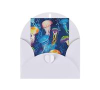 BKDODKS - Colorful Jellyfish Print Festive Greeting Card Set, 4 x 6 Plus, Blank Greeting Cards, for All Occasions