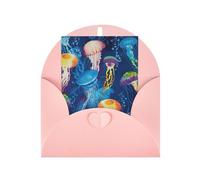 BKDODKS - Colorful Jellyfish Print Festive Greeting Card Set, 4 x 6 Plus, Blank Greeting Cards, for All Occasions