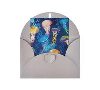 BKDODKS - Colorful Jellyfish Print Festive Greeting Card Set, 4 x 6 Plus, Blank Greeting Cards, for All Occasions