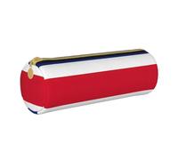 BKDODKS Costa Rica Flag Print Leather Pencil Case for Adults Unisex Zipper Lightweight White One Size, White, Taglia Unica