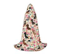 BKDODKS Dachshund Print Halloween Hooded Cape Unisex Cloaks For Cosplay, Gothic, Renaissance And More