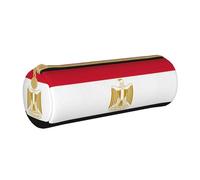 BKDODKS Egyptian Flag Print Leather Pencil Case for Adults Unisex Zipper Lightweight White One Size, White, Taglia Unica