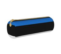 BKDODKS Estonia Flag Print Leather Pencil Case for Adults Unisex Zipper Lightweight, White, Taglia Unica