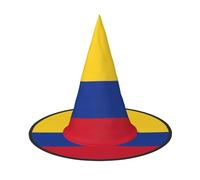 BKDODKS Flag Of Colombia Print Funny Halloween Hats Unique Party Decor Spooky Witch Hats For Women Men Accessory
