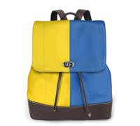 BKDODKS Flag Of Ukraine Print Women'S Leather Backpack Versatile Chic Handbag Fashion Backpack Women Travel Work, Black, One Size
