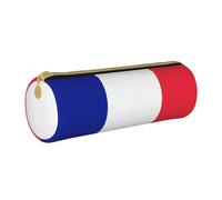 BKDODKS French Flag Print Leather Pencil Case for Men Women Lightweight Zipper Pencil Case, White, Taglia Unica