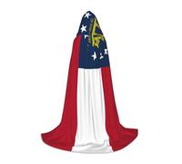 BKDODKS Georgia Flag Print Halloween Hooded Cape Unisex Cloaks For Cosplay, Gothic, Renaissance And More