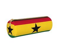 BKDODKS Ghana Flag Printed Leather Pencil Case for Adults Unisex Zipper Lightweight White One Size, White, Taglia Unica