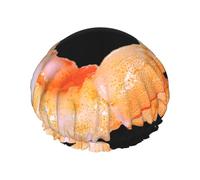 BKDODKS Glutton Shrimps Print Shower Cap For Women Lightweight Reusable Softdouble Waterproof Layers Leakproof., Black