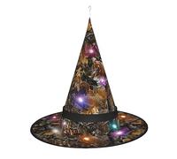BKDODKS - Halloween Witch Hat Hunting Deer Elk Print Witch Hat Adult Halloween Christmas Holiday