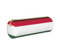 BKDODKS Hungary Flag Print Leather Pencil Case for Adults Unisex Zipper Lightweight, White, Taglia Unica
