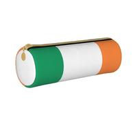 BKDODKS Ireland Flag Print Leather Pencil Case for Men Women Adults Lightweight Zipper Pencil Case, White, One Size, White, Taglia Unica
