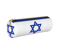 BKDODKS Israeli Flag Print Leather Pencil Case for Adults Unisex Zipper Lightweight, White, Taglia Unica