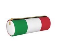 BKDODKS Italian Flag Print Leather Pencil Case for Men Women Adults Zipper Pencil Case Lightweight White One Size, White, Taglia Unica
