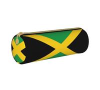 BKDODKS Jamaica Flag Print Leather Pencil Case for Adults Unisex Zipper Lightweight White One Size, White, Taglia Unica