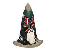 BKDODKS Jazz Drum Print Halloween Hooded Cape Unisex Cloaks For Cosplay, Gothic, Renaissance And More