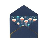 BKDODKS Jellyfish Print Greeting Card Blank Greeting Cards for Birthday Wedding Party Invitations