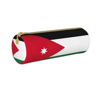 BKDODKS Jordanian Flag Print Leather Pencil Case for Adults Unisex Zipper Lightweight, White, Taglia Unica