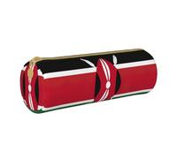 BKDODKS Kenya Flag Print Leather Pencil Case for Adults Unisex Zipper Lightweight White One Size, White, Taglia Unica