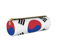 BKDODKS Korea Flag Print Adult Leather Pencil Case for Men and Women Pencil Case with Zipper Lightweight, White, Taglia Unica