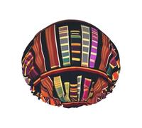 BKDODKS Library Bookshelf Print Shower Cap For Women Lightweight Reusable Softdouble Waterproof Layers Leakproof., Black