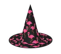 BKDODKS Lovely Red Flamingos Print Funny Halloween Hats Unique Party Decor Spooky Witch Hats For Women Men Accessory