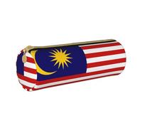 BKDODKS Malaysia Flag Print Leather Pencil Case for Adults Unisex Zipper Lightweight, White, Taglia Unica