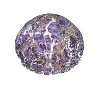 BKDODKS Marble Purple Print Shower Cap For Women Lightweight Reusable Softdouble Waterproof Layers Leakproof., Black