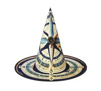 BKDODKS Maritime Sailboat Compass Print Funny Halloween Hats Unique Party Decoration Spooky Witch Hats For Women